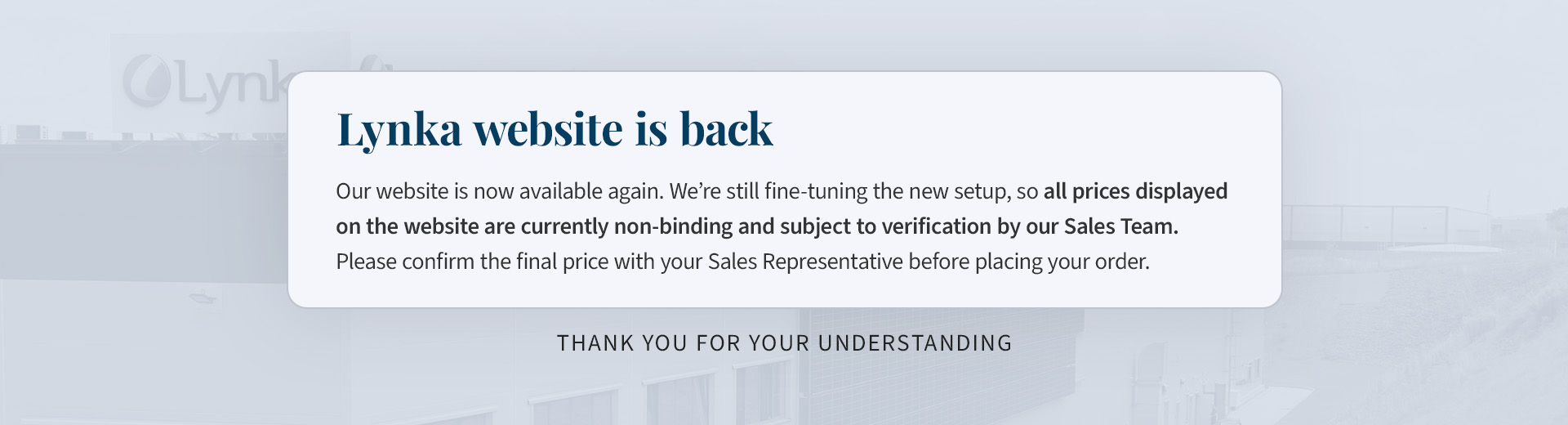 Scheduled maintenance of the Lynka website begins on Tuesday, 11 August, after 3:00 PM CET. The website may be temporarily unavailable until Wednesday morning.
