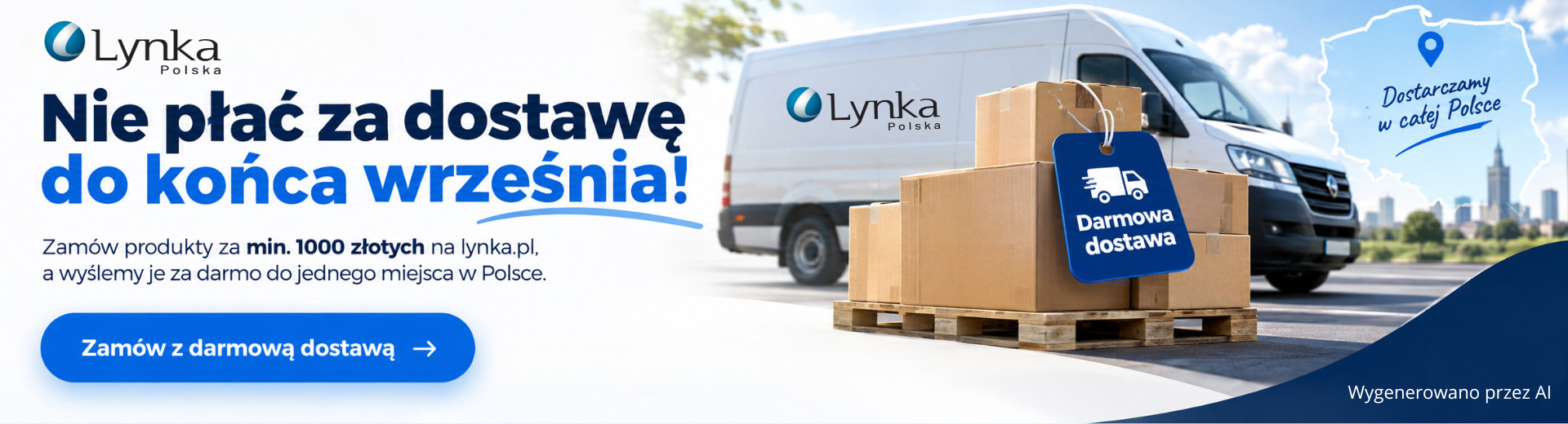 Lynka Polska - Nie płać za dostawę do końca września! Zamów produkty za min. 1000 złotych na lynka.pl a wyślemy je za darmo do jednego miejsca w Polsce.