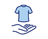 Icon of a T-shirt being held by a hand, indicating the option to request a printed sample of the final product.