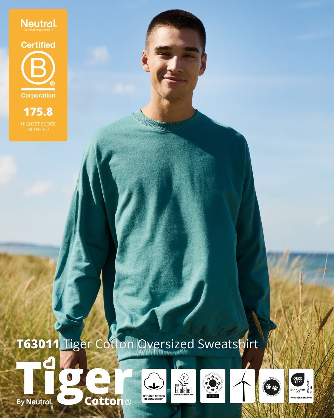 Ekologiczna bluza dresowa typu oversized z kolekcji Tiger Cotton. Luźny, nowoczesny krój i zrównoważona produkcja.